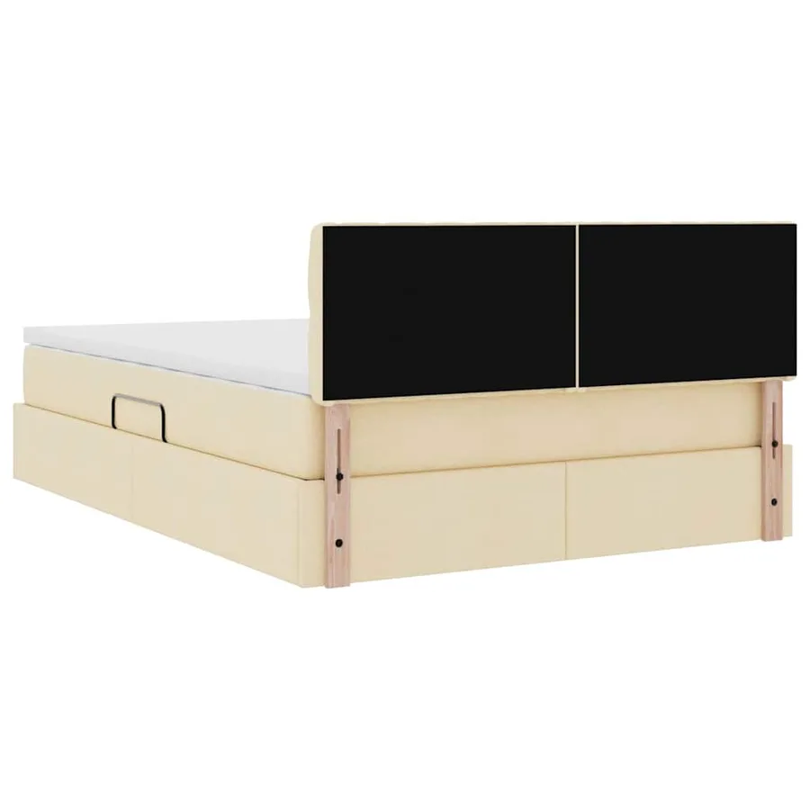 Lit de rangement LED avec matelas Crème 140 x 200 cm Tissu - 12