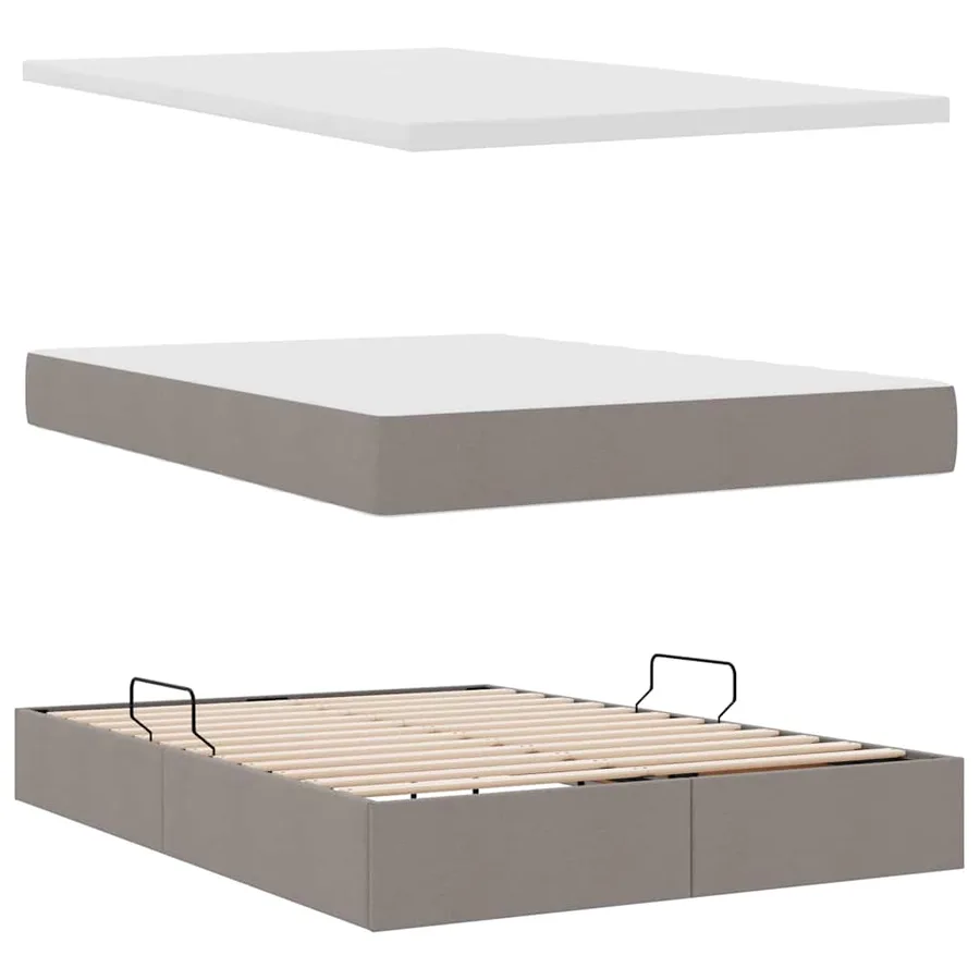 Lit de rangement LED avec matelas Taupe 140 x 200 cm Tissu - 9