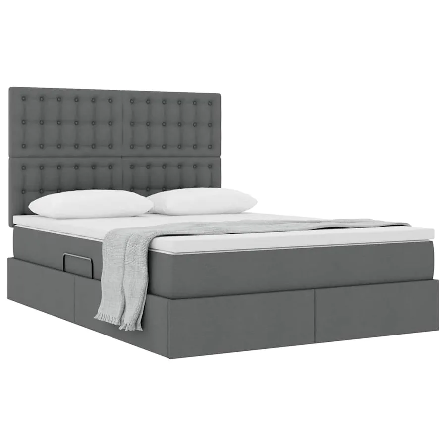 Lit avec rangement et matelas Gris foncé 140 x 200 cm tissu - 3