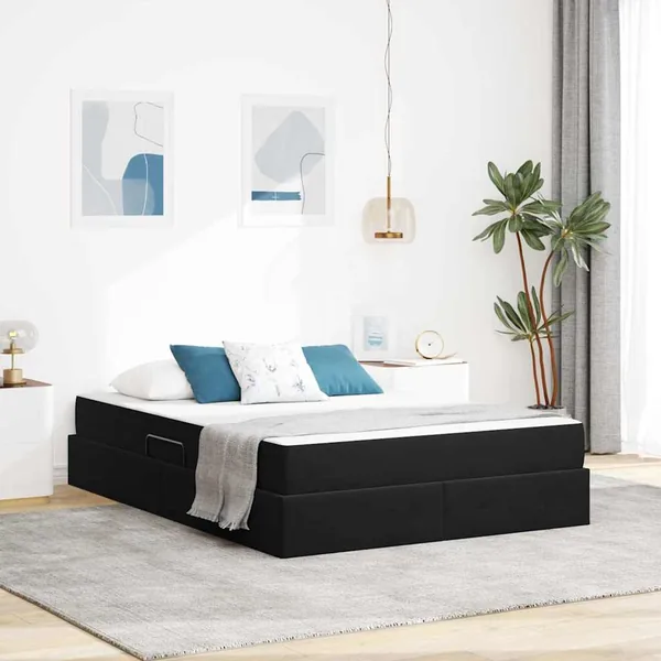 Lit avec rangement et matelas Noir 140 x 200 cm Velours