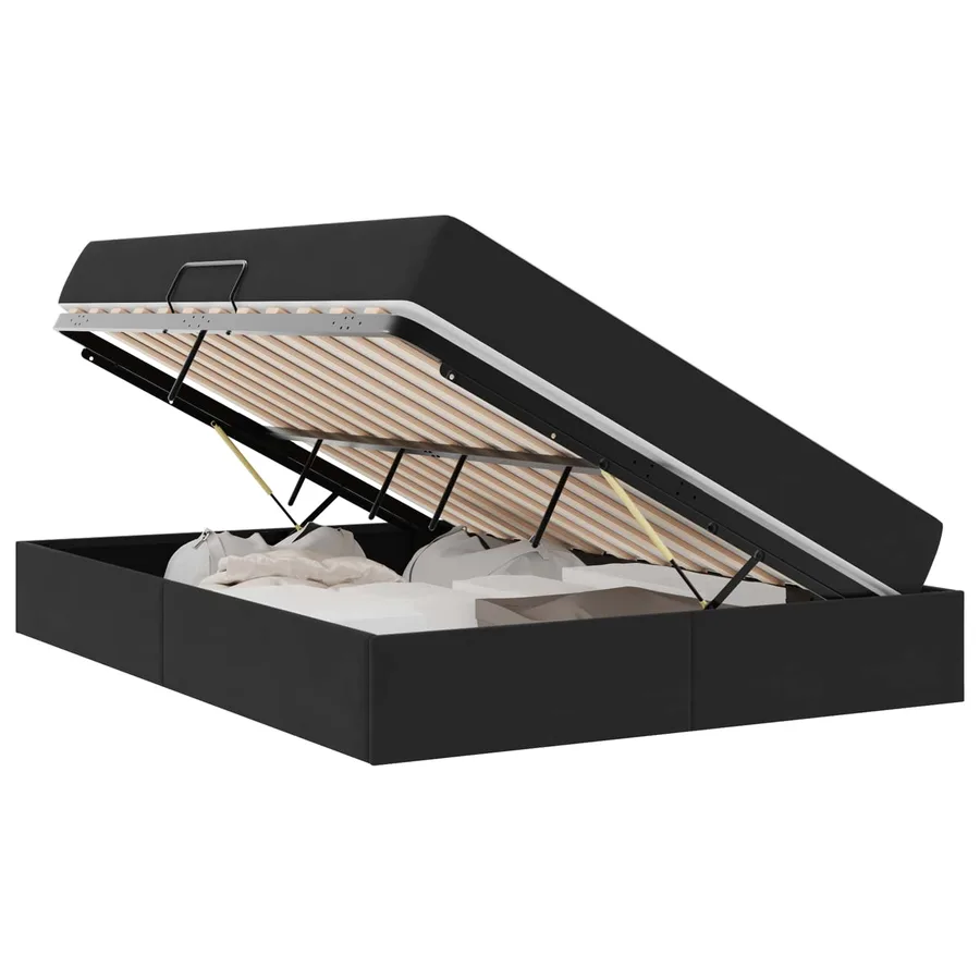 Lit avec rangement et matelas Noir 140 x 200 cm Velours - 2