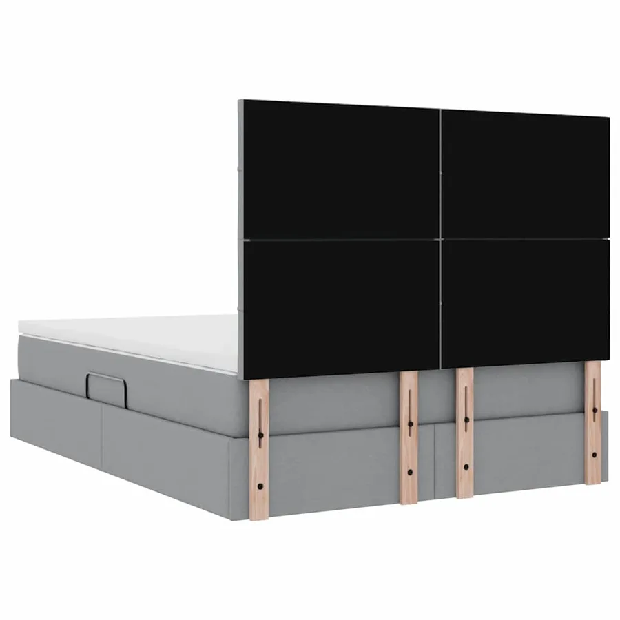 Lit avec rangement et matelas Gris clair 140 x 200 cm tissu - 11