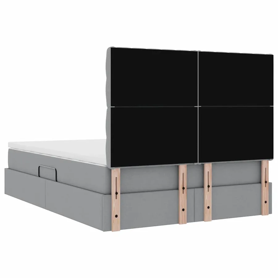 Lit de rangement LED avec matelas Gris clair 140 x 200 cm Tissu - 12
