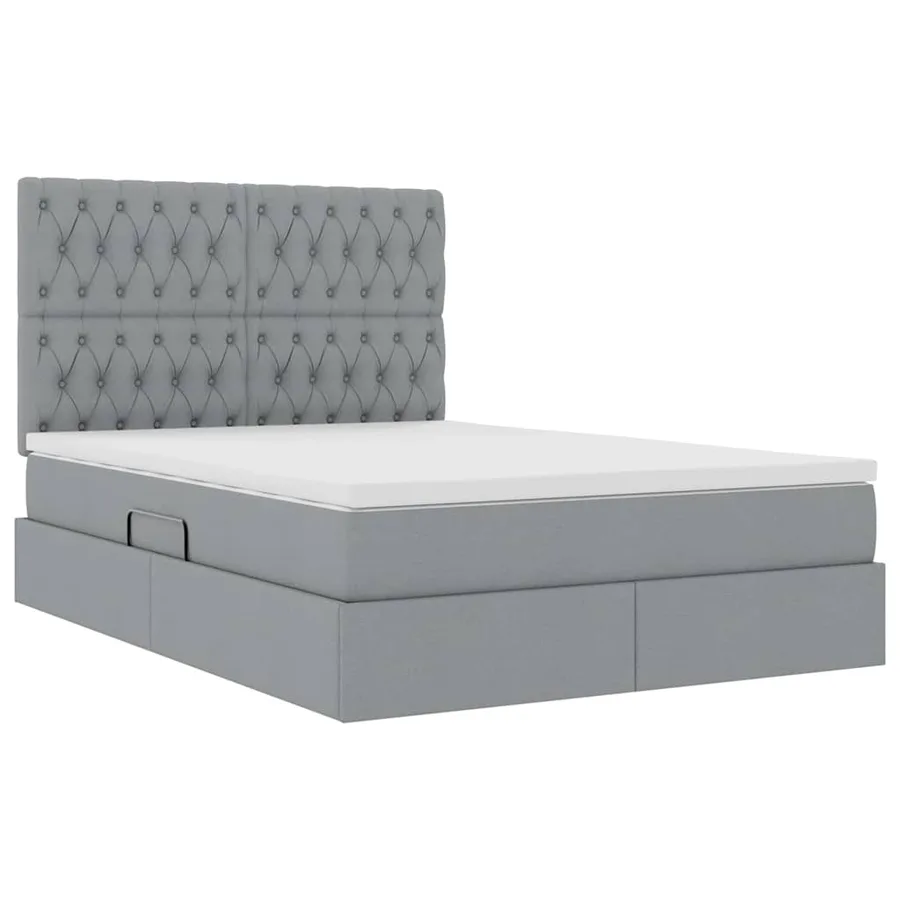 Lit de rangement LED avec matelas Gris clair 140 x 200 cm Tissu - 6
