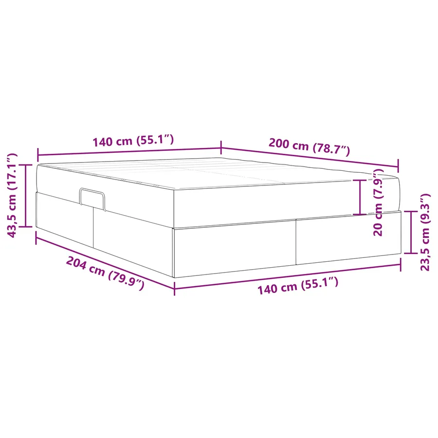 Lit avec rangement et matelas Crème 140 x 200 cm Polyester - 16