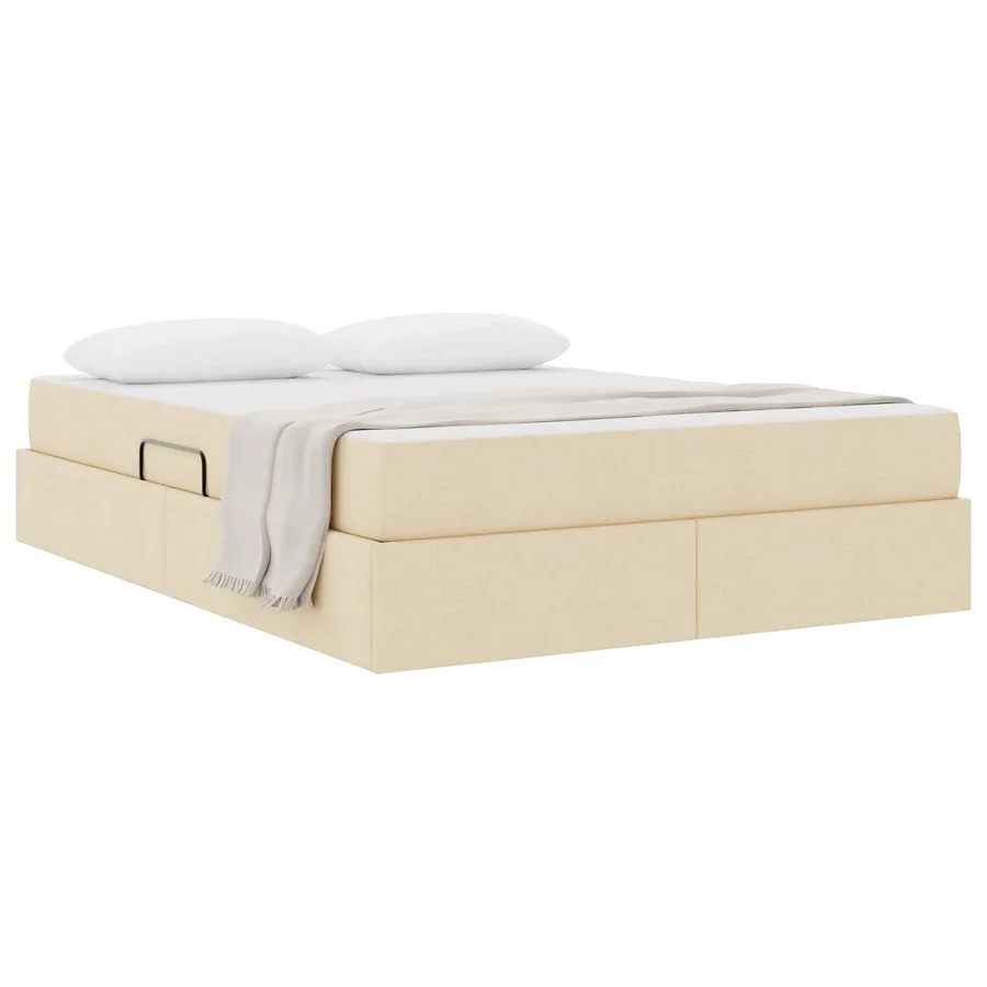 Lit avec rangement et matelas Crème 140 x 200 cm Polyester - 3