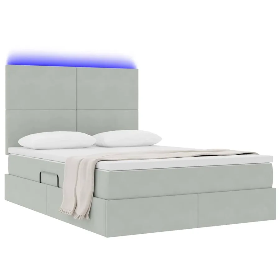 Lit de rangement LED avec matelas Gris clair 140 x 200 cm - 3