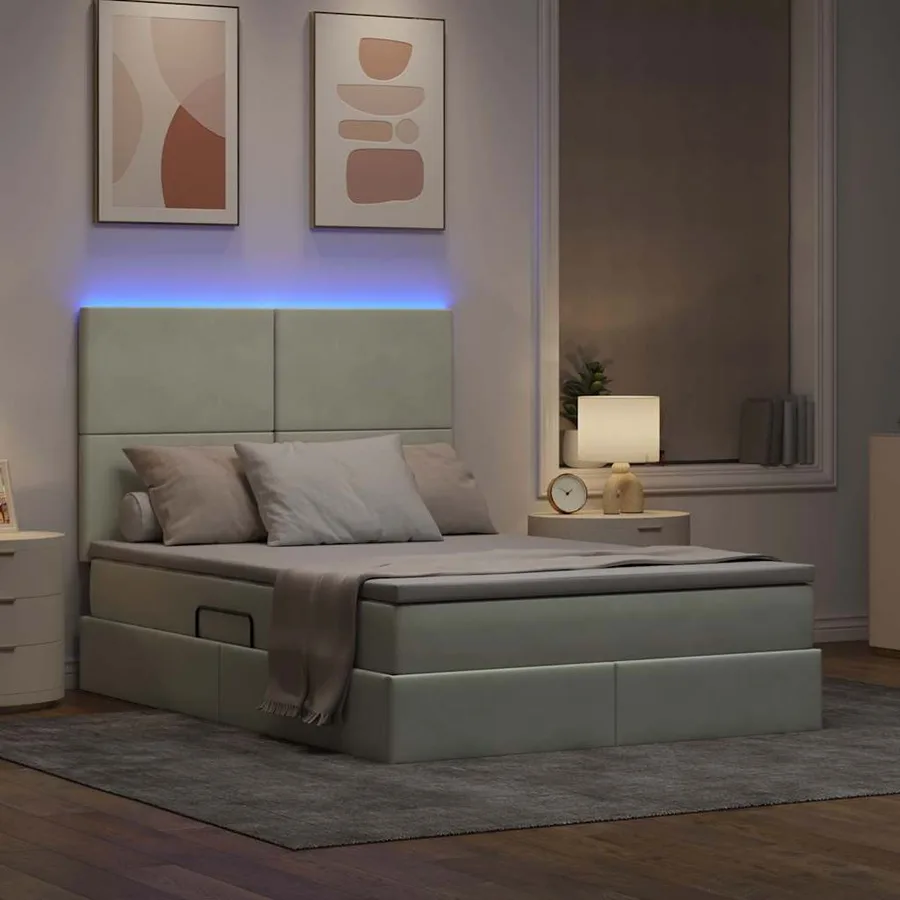 Lit de rangement LED avec matelas Gris clair 140 x 200 cm - 5