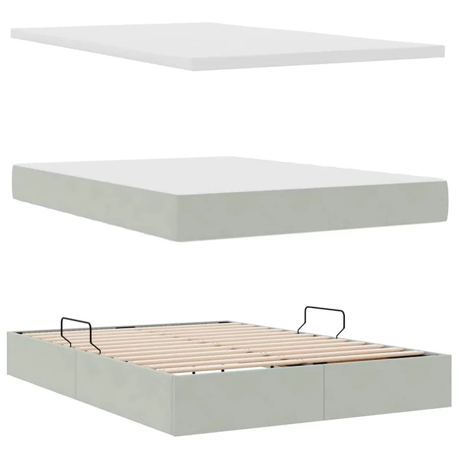 Lit de rangement LED avec matelas Gris clair 140 x 200 cm - 9