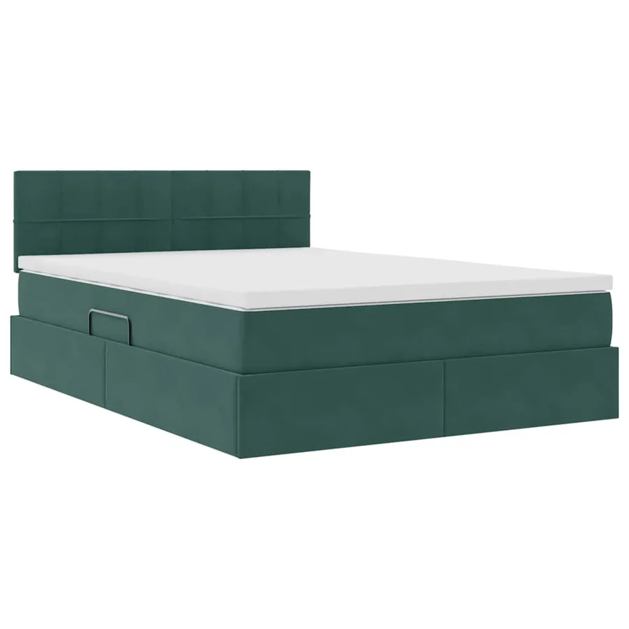 Lit de rangement LED avec matelas Vert foncé 140 x 200 cm - 6