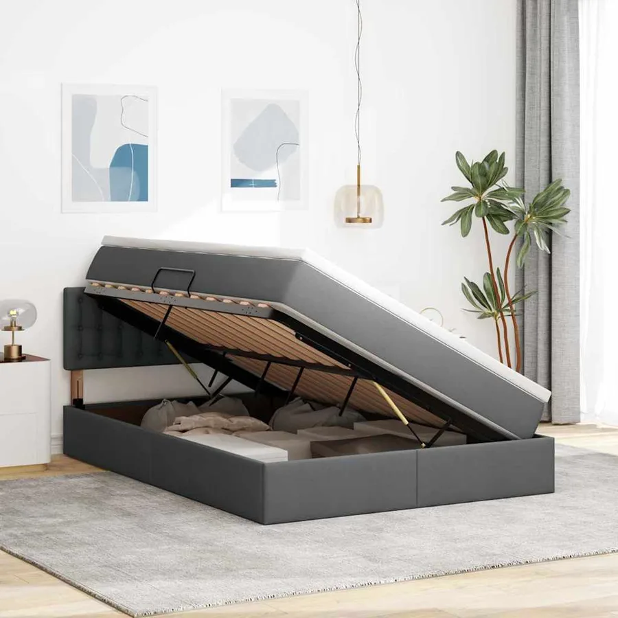 Lit avec rangement et matelas Gris foncé 140 x 200 cm - 4