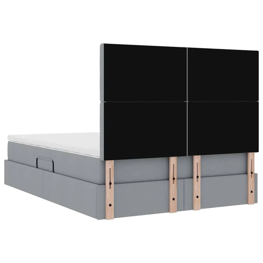 Lit de rangement LED avec matelas Gris clair 140 x 200 cm Tissu - 12