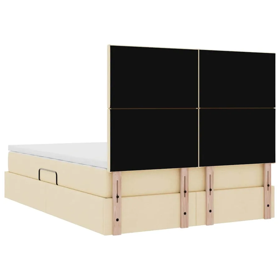 Lit avec rangement et matelas Crème 140 x 200 cm tissu - 11