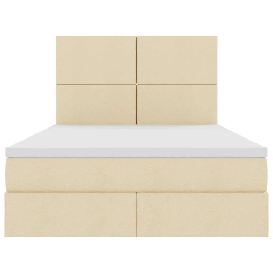 Lit avec rangement et matelas Crème 140 x 200 cm tissu - 7