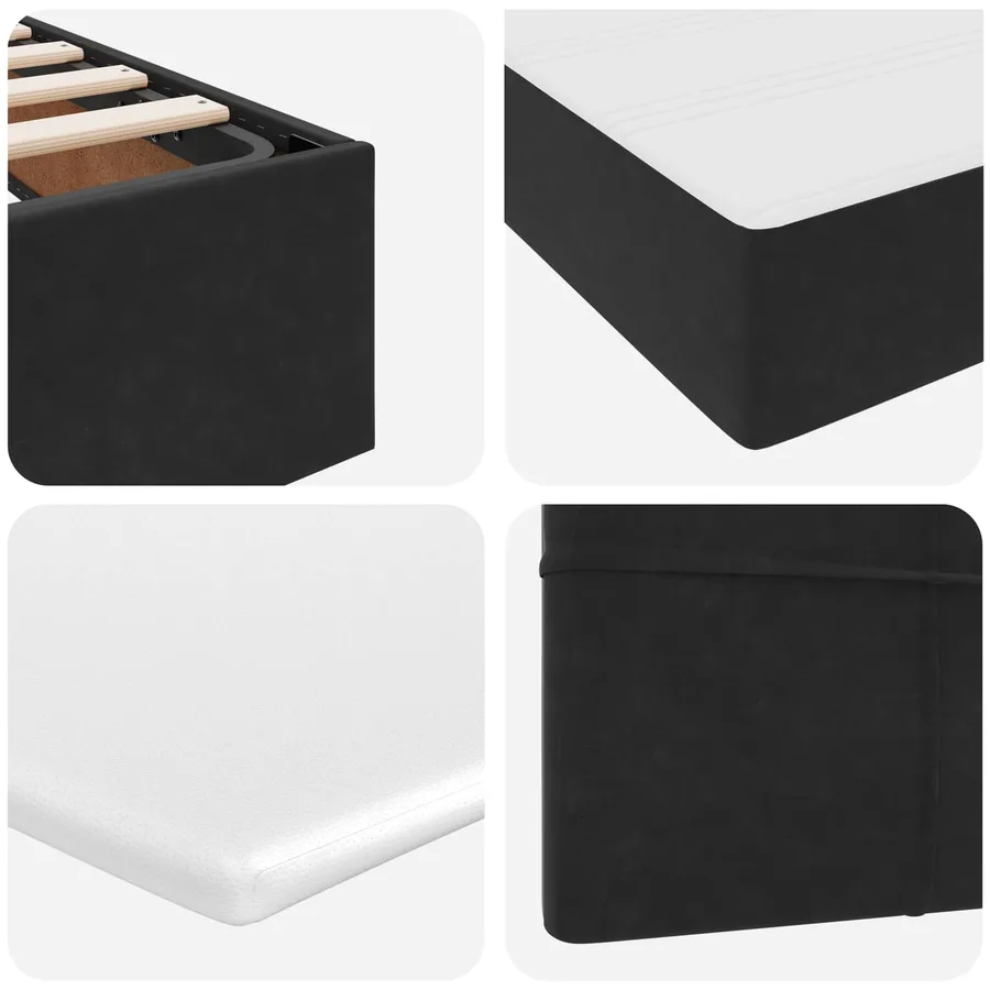 Lit de rangement LED avec matelas Noir 140 x 200 cm Velours - 13