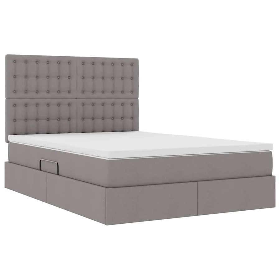 Lit avec rangement et matelas Taupe 140 x 200 cm tissu - 5