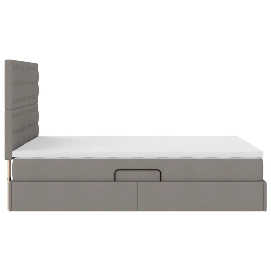 Lit avec rangement et matelas Taupe 140 x 200 cm tissu - 8