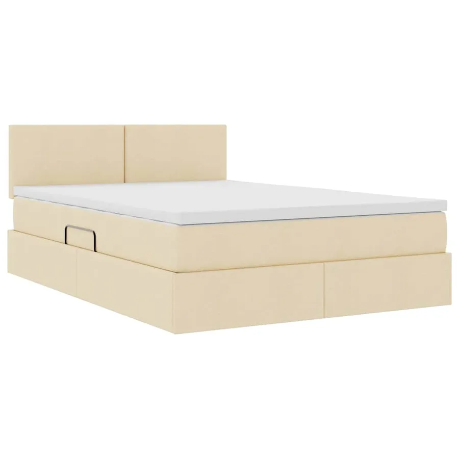 Lit de rangement LED avec matelas Crème 140 x 200 cm Tissu - 6