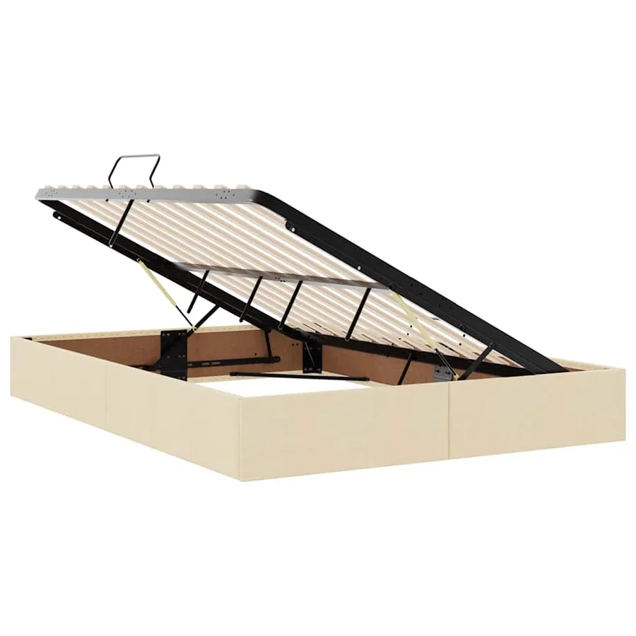 Lit de rangement LED avec matelas Crème 140 x 200 cm Tissu - 7