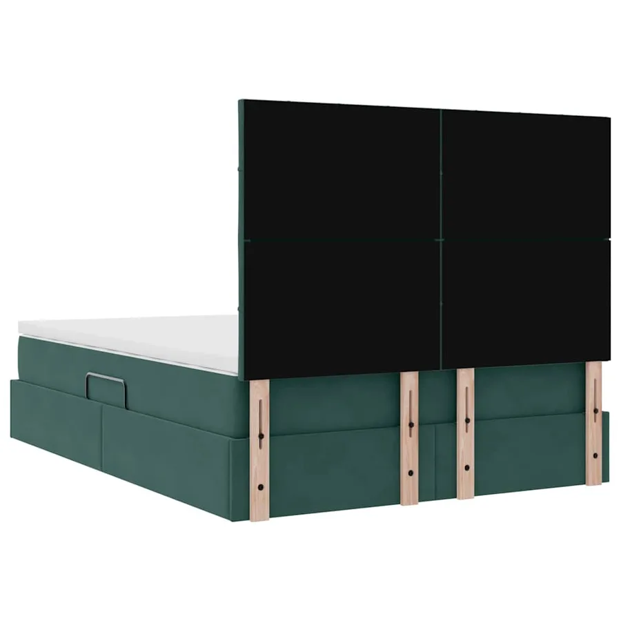 Lit avec rangement et matelas Vert foncé 140 x 200 cm Velours - 11