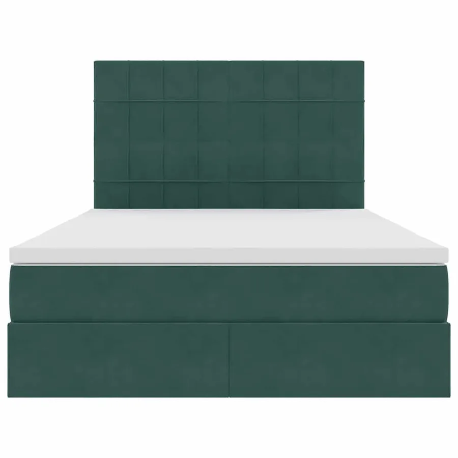 Lit avec rangement et matelas Vert foncé 140 x 200 cm Velours - 7
