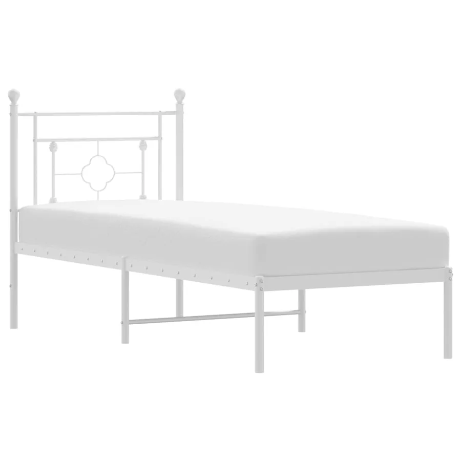 Cadre de lit métal sans matelas avec tête de lit blanc 80x200cm - 2