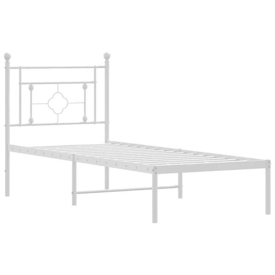 Cadre de lit métal sans matelas avec tête de lit blanc 80x200cm - 4