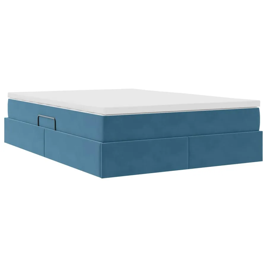 Lit avec rangement et matelas Bleu foncé 140 x 200 cm Velours - 5