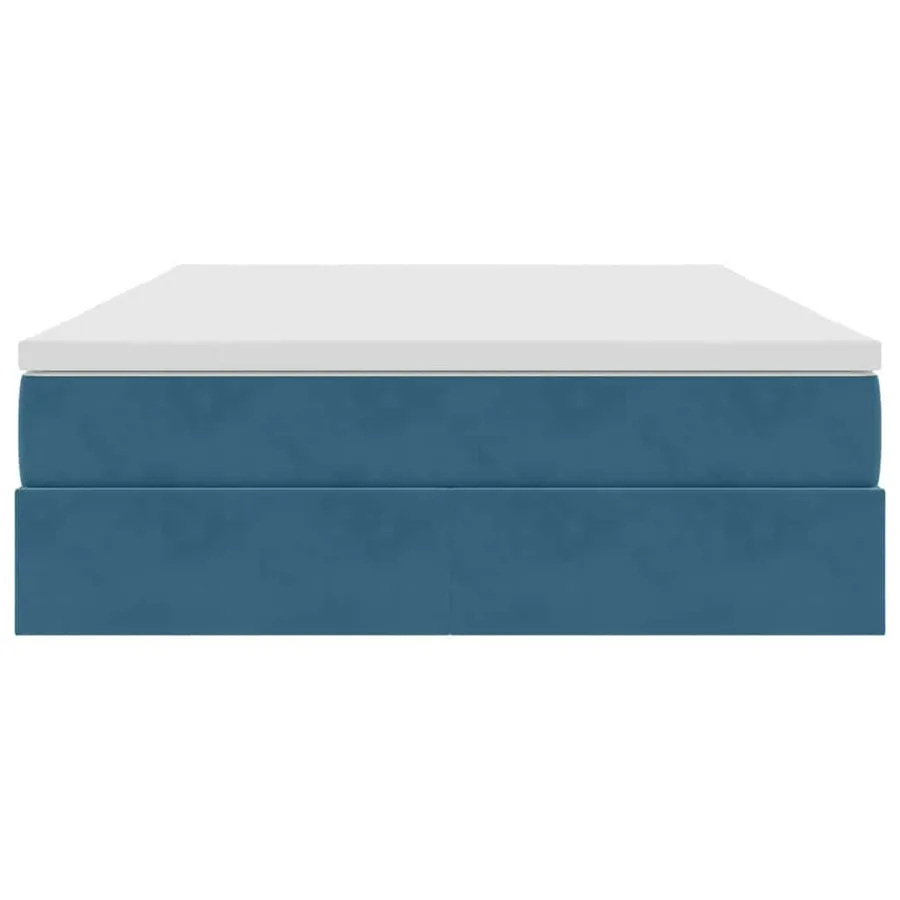 Lit avec rangement et matelas Bleu foncé 140 x 200 cm Velours - 7