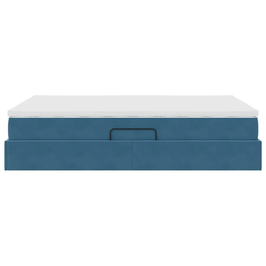 Lit avec rangement et matelas Bleu foncé 140 x 200 cm Velours - 9