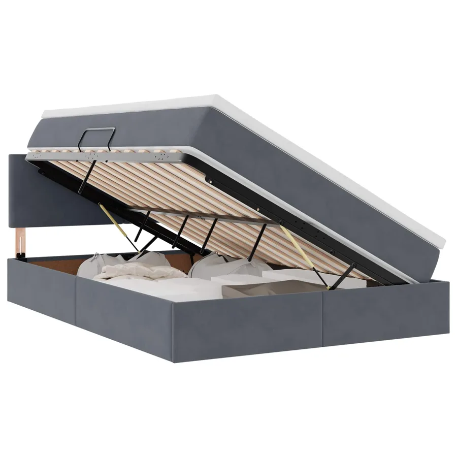 Lit de Rangement avec matelas Gris foncé 140 x 200 cm Velours - 2