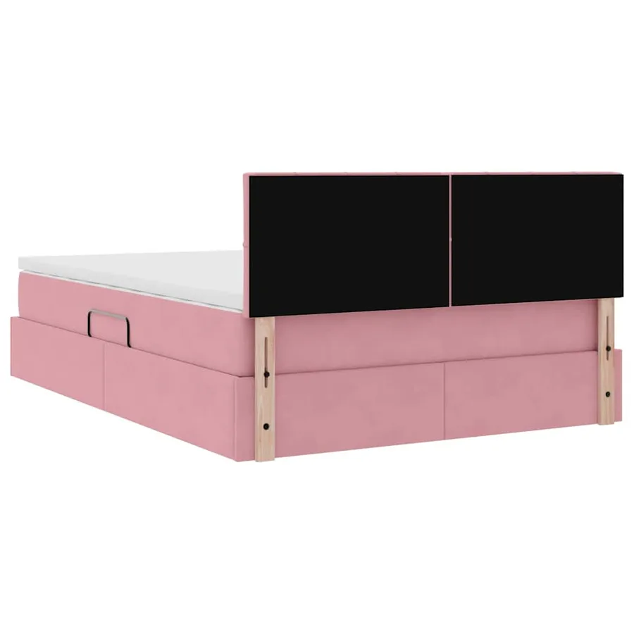 Lit de rangement LED avec matelas Rose 140 x 200 cm Velours - 12