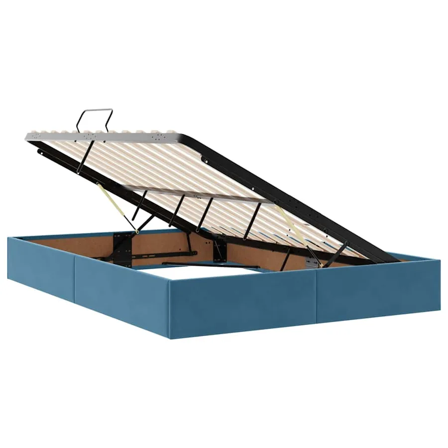 Lit de Rangement avec matelas Bleu foncé 140 x 200 cm Velours - 6