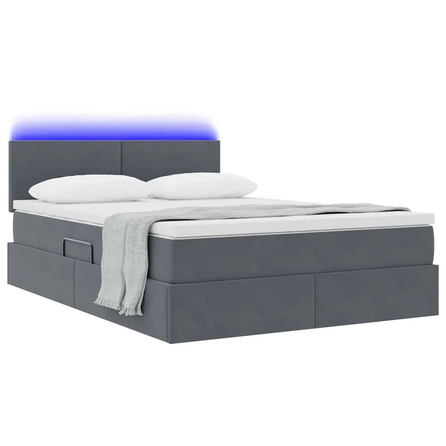 Lit de rangement LED avec matelas Gris foncé 140 x 200 cm - 3