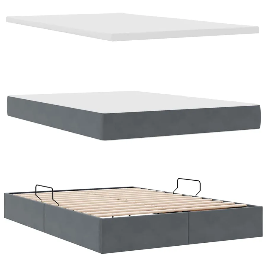 Lit de rangement LED avec matelas Gris foncé 140 x 200 cm - 9