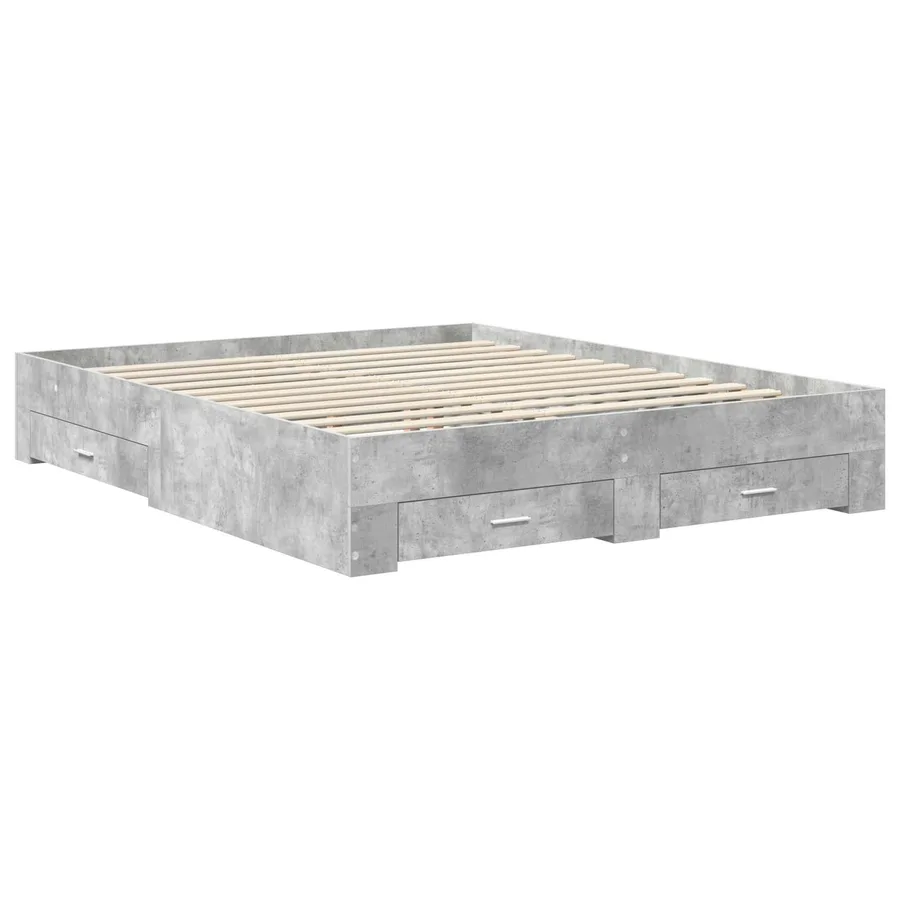 Cadre de lit Gris béton 160 x 200 cm Bois d'ingénierie - 6