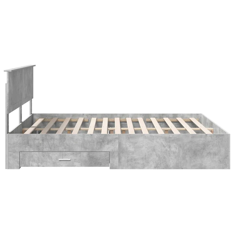 Cadre de lit Gris béton 160 x 200 cm Bois d'ingénierie - 9