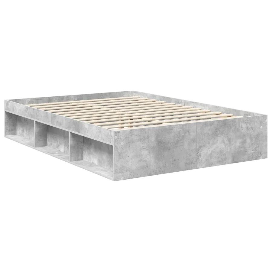 Cadre de lit Gris Béton 135 x 190 cm Bois de pin massif - 5