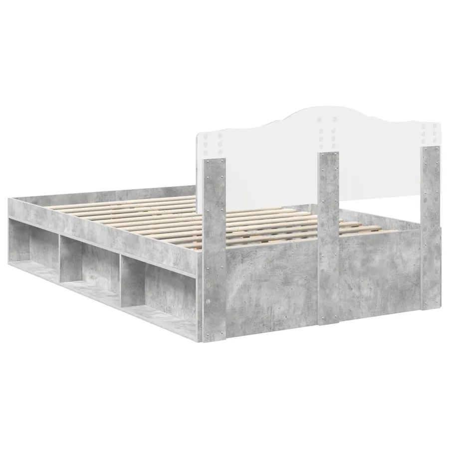 Cadre de lit Gris Béton 135 x 190 cm Bois de pin massif - 9