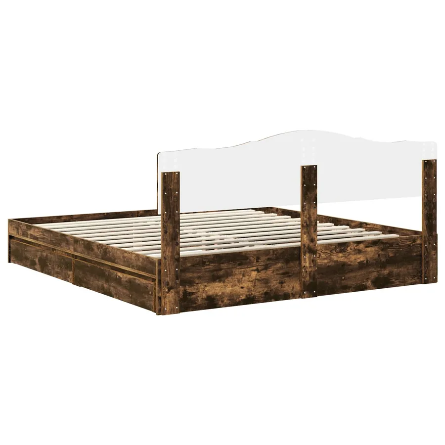 Lit de Rangement Chêne fumé 180 x 200 cm Bois d'ingénierie - 10