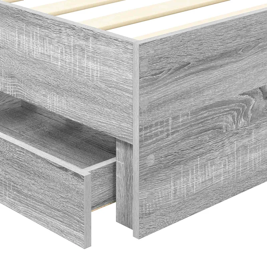 Cadre de lit Gris Sonoma 75 x 190 cm Bois Ingénierie - 11
