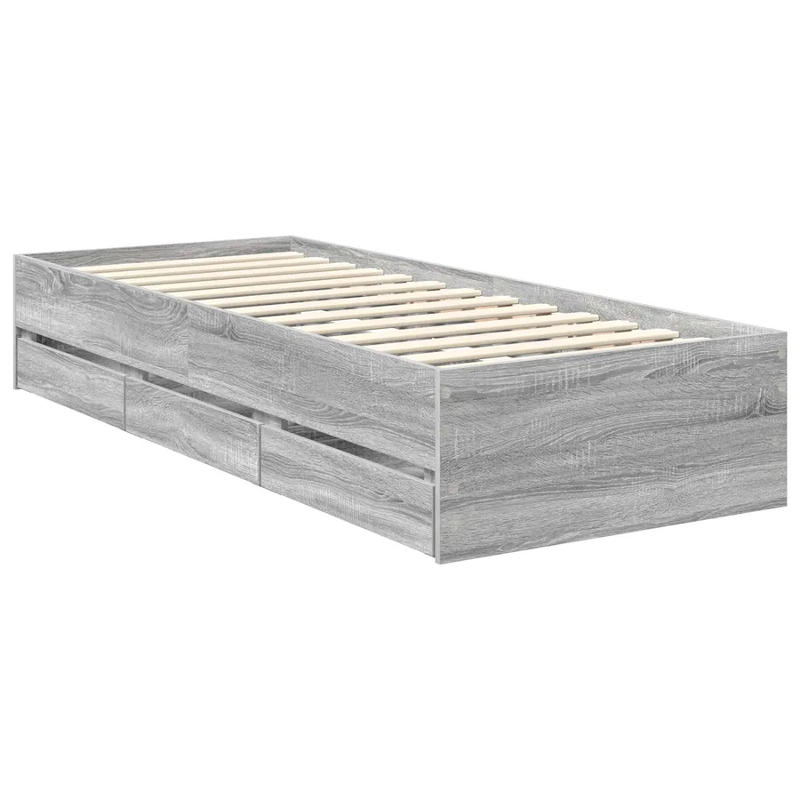 Cadre de lit Gris Sonoma 75 x 190 cm Bois Ingénierie - 6