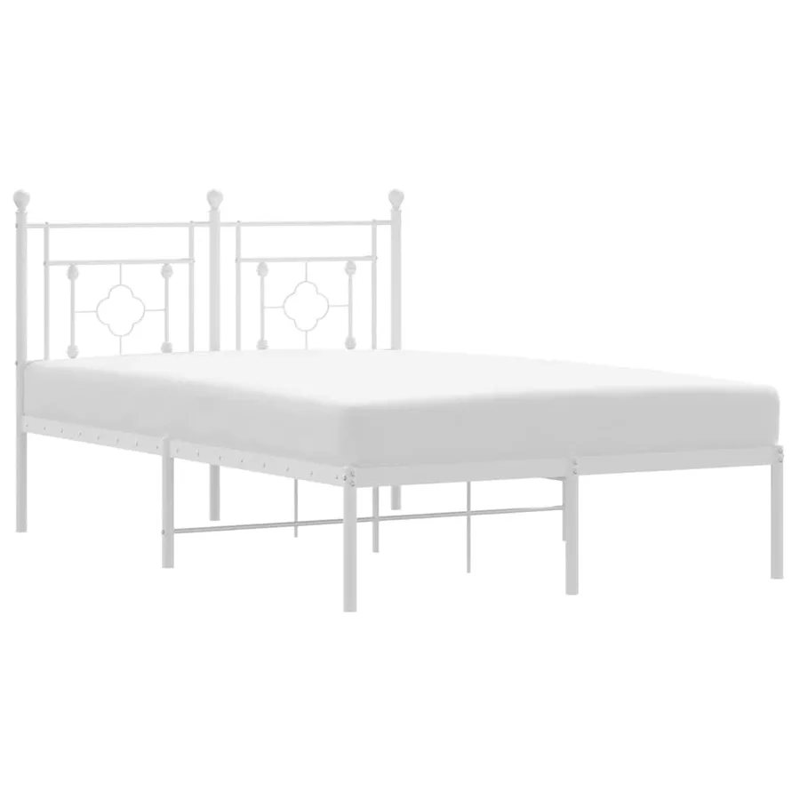 Cadre de lit métal sans matelas et tête de lit blanc 120x190 cm - 2