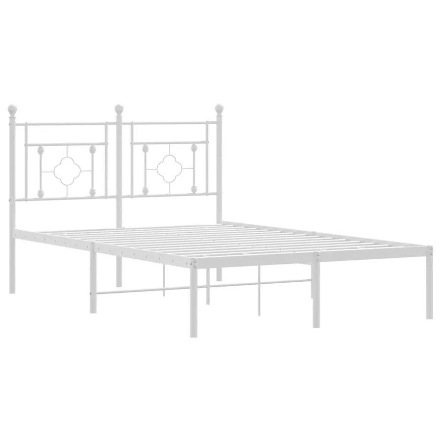 Cadre de lit métal sans matelas et tête de lit blanc 120x190 cm - 3