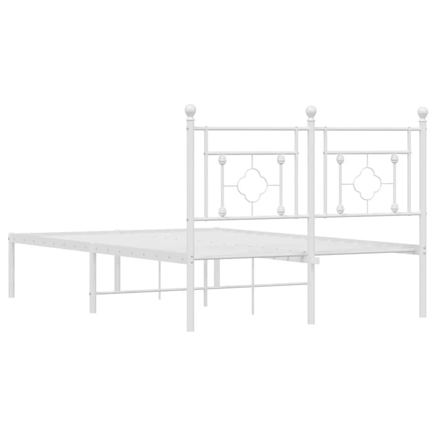 Cadre de lit métal sans matelas et tête de lit blanc 120x190 cm - 7