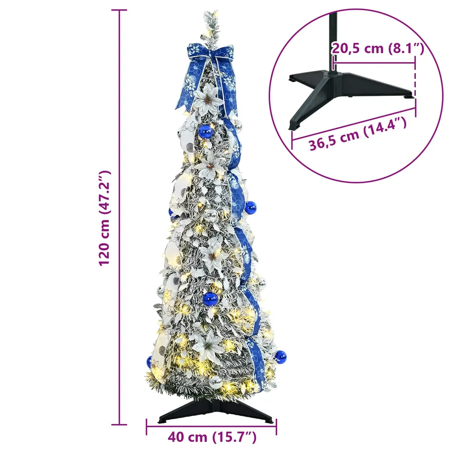 Sapin de Noël artificiel avec 50 LED Blanc 120 cm PVC - 8