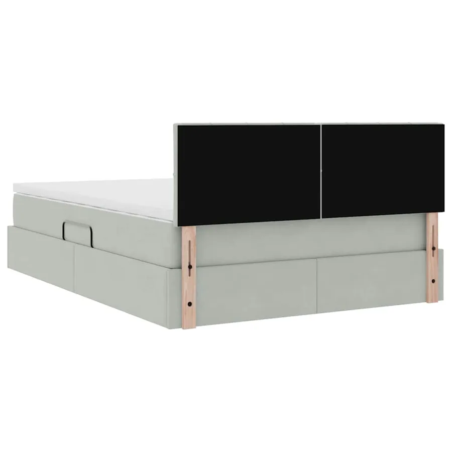 Lit de Rangement avec matelas Gris clair 140 x 200 cm Velours - 11