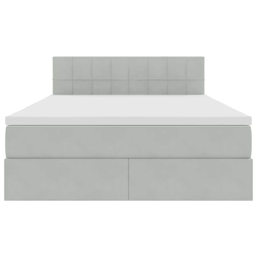 Lit de Rangement avec matelas Gris clair 140 x 200 cm Velours - 7