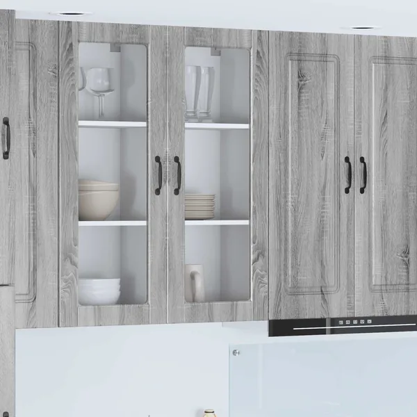 Cabinet en verre mural PORTO Gris Sonoma 40 x 31 x 100 cm