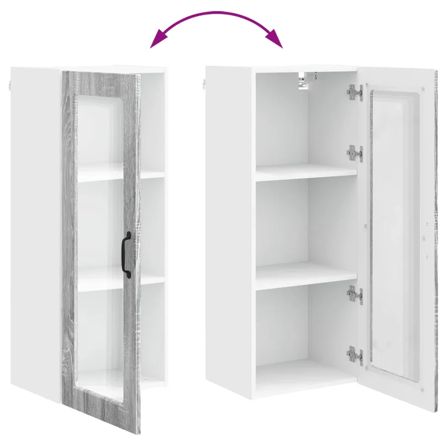 Cabinet en verre mural PORTO Gris Sonoma 40 x 31 x 100 cm - 11